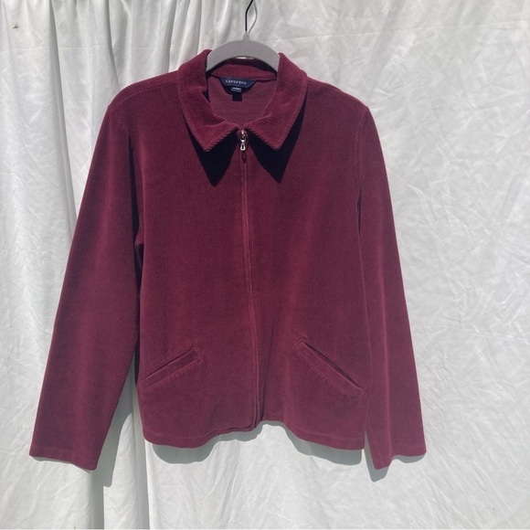 Lands End wine red zipper jacket, size medium - Picture 1 of 9